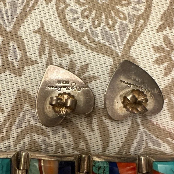 lynol yellowhorse sterling 925 silver bracelet and studs earrings vintage